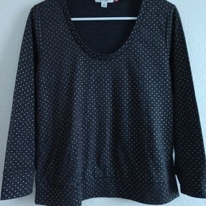 sweetGREY Knit Top Grey with Mini Gold Polka Dots Small Petite SP Chest 36"